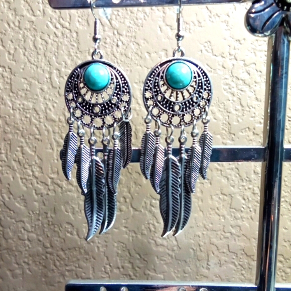 Feather Dream Catcher Hook Earrings - Picture 3 of 7